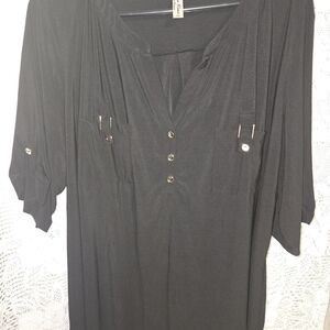 Perseption Black Button-Detail Blouse